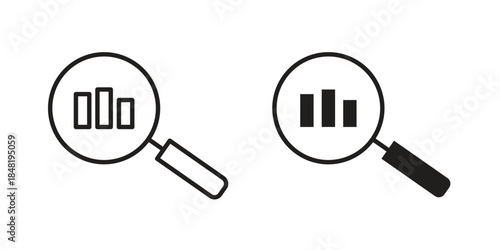 Market research icon for website, thin line icons. vector logo design