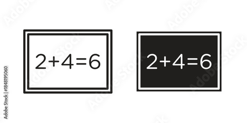Math class icon for website, thin line icons. vector logo design