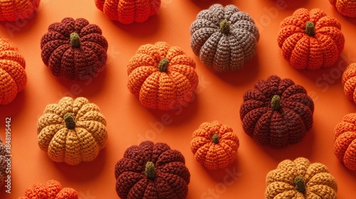 Cozy autumn vibes abound with these colorful, hand-crafted crocheted pumpkins! Perfect fall decor, bringing a warm, rustic touch to any space with vibrant orange hues.