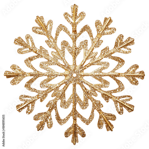 Golden Snowflake Decoration on a Plain Background for Seasonal Festivities