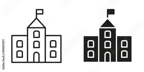 Palace icon for website, thin line icons. vector logo design