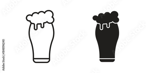 Pint of beer icon for website, thin line icons. vector logo design