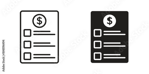 Price list icon for website, thin line icons. vector logo design