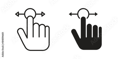 Push to slide right and left gesture icon for website, thin line icons. vector logo design