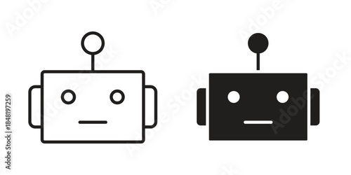 Robo icon for website, thin line icons. vector logo design