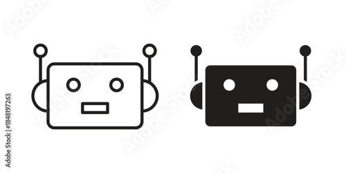 Robot icon for website, thin line icons. vector logo design