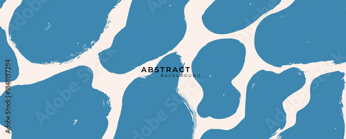 Abstract blue hand drawn brush strokes. Brush stroke and texture. Abstract ink brush stroke background. Minimalist background for banner, poster, cover, brochure, flyer, website