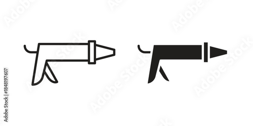 Sealant gun icon for website, thin line icons. vector logo design