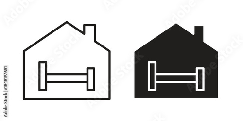 Shelter beds icon for website, thin line icons. vector logo design