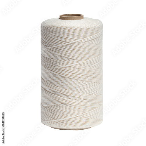 Spool of White Thread Used for Sewing in a Craft or Textile Setting