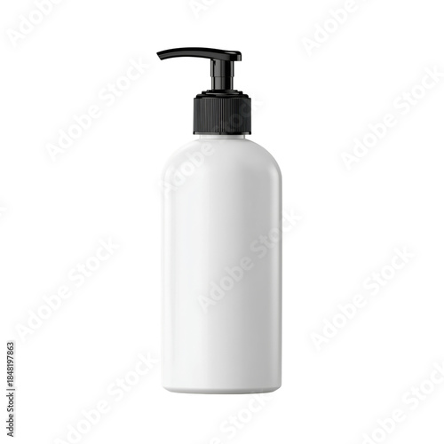White Bottle With Pump Top for Liquid Soap or Lotion on a Clean Background