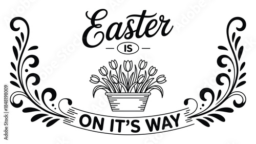 Easter celebration with blooming tulips and floral design elements