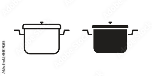 Stew pot icon for website, thin line icons. vector logo design