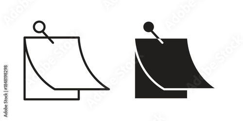 Sticky notes icon for website, thin line icons. vector logo design