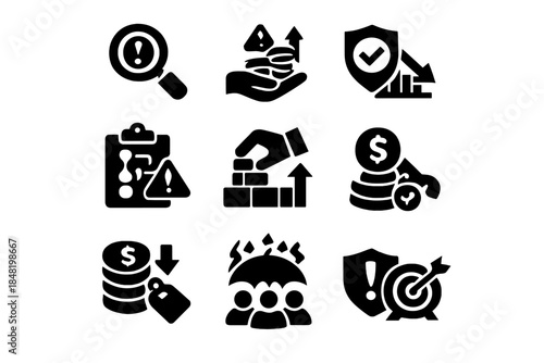 Concepts illustrating business finance risk management and investment growth strategies