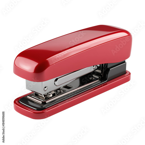 Bright Red Stapler on a Plain Surface in an Office Space During Daytime