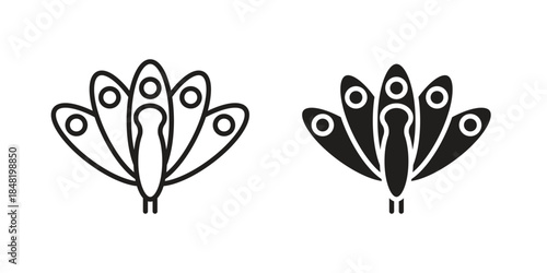 Thanksgiving peacock icon for website, thin line icons. vector logo design