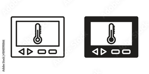 Thermostat icon for website, thin line icons. vector logo design