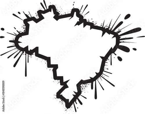 Brazil map shattered explosion style with sharp edges isolated transparent background vector