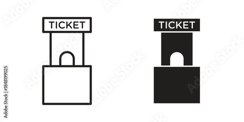 Ticket window icon for website, thin line icons. vector logo design