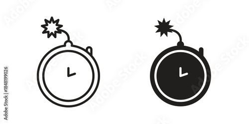 Time bomb icon for website, thin line icons. vector logo design