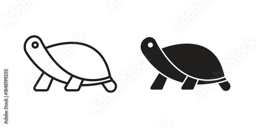 Tortoise icon for website, thin line icons. vector logo design