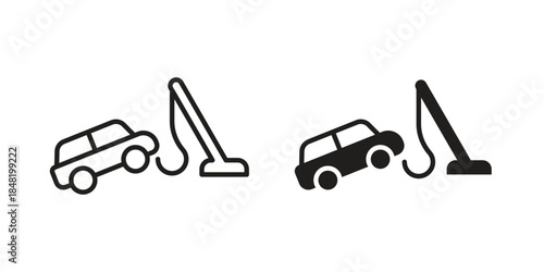 Towed car icon for website, thin line icons. vector logo design