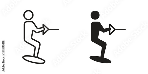Wakeboarding icon for website, thin line icons. vector logo design