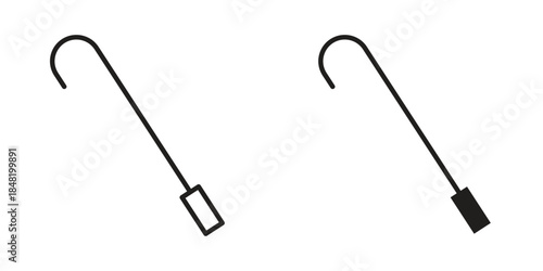 Walking stick icon for website, thin line icons. vector logo design