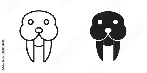 Walrus icon for website, thin line icons. vector logo design