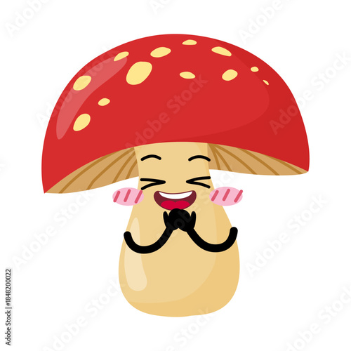 Cute Hand Drawn Shy Mushroom Blushing