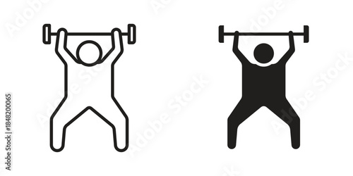Weightlifter icon for website, thin line icons. vector logo design