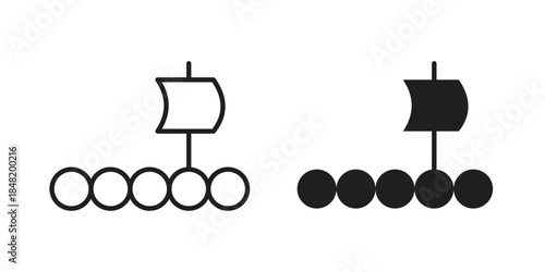 Wood Raft icon for website, thin line icons. vector logo design