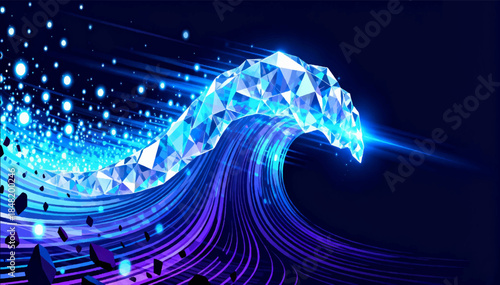 A crystal wave that slows down the particles around itself, a feeling of time distortion. Use science fiction and promos in time-freezing scenes. Vector. EPS_03.