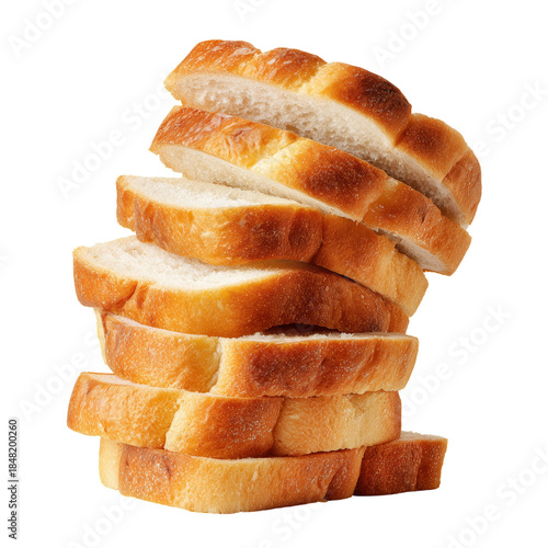 Stack of Sliced Bread Arranged on a Clean Surface for Breakfast or Snack Prep...