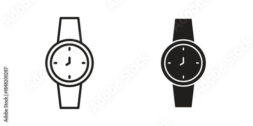 Wristwatch icon for website, thin line icons. vector logo design