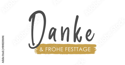 Danke und Frohe Festtage - deutscher Text. Gestaltung und Vorlage zum Drucken auf Karten und  als Web Banner, schwarz, gold, Text Wolke Vektor Illustration
