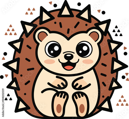 Cute cartoon hedgehog with big eyes and prickly spines