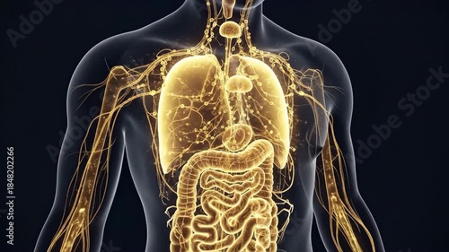 Human Anatomy Lungs Intestine Lymph Node System Medical Science
