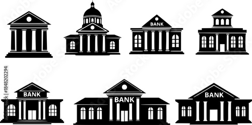 silhouettes bank vector with white background