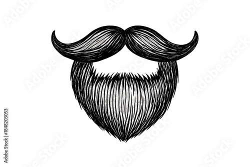 Stylized handlebar mustache and pointed beard drawing