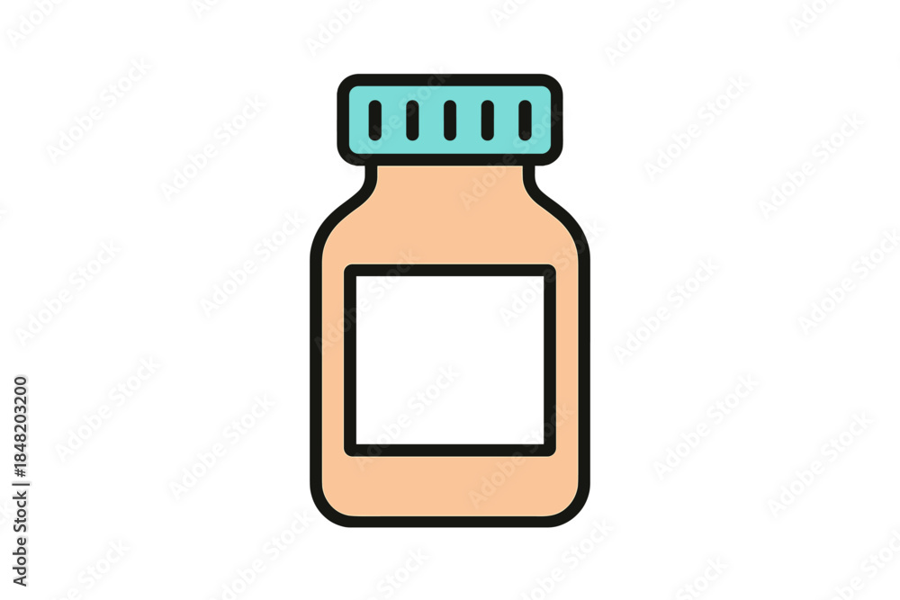Fototapeta premium Stylized medical pill bottle icon with empty label area