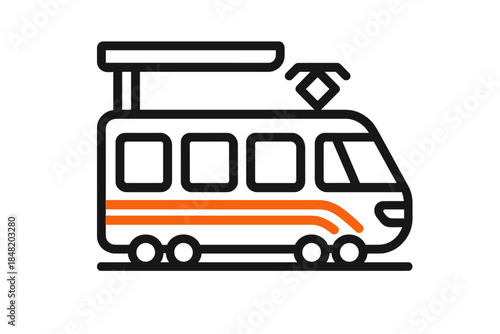 Modern electric light rail vehicle side view graphic element