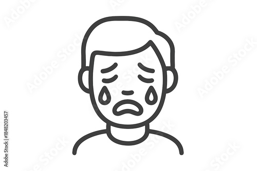 Crying face icon showing deep sadness and streaming tears