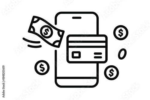 Digital money transfer with smartphone credit card and cash flow