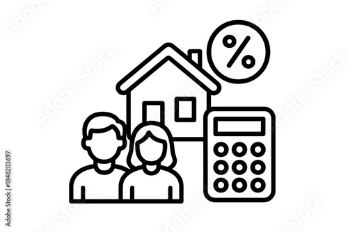 Couple calculating home mortgage interest rate for property purchase