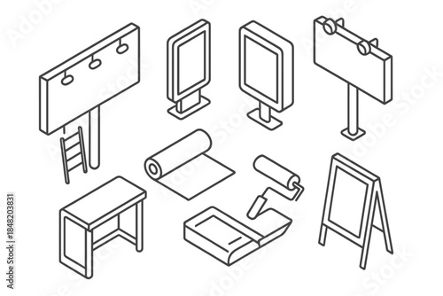 Isometric icons for outdoor advertising structures and installation equipment