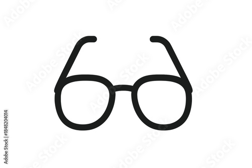 Simple black round eyeglasses icon outline isolated on white background