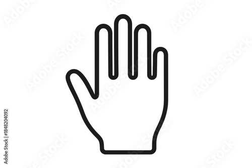 Raised human hand with fingers spread open gesture