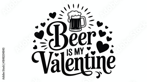 Fun Valentine's Day graphic with beer mug and hearts